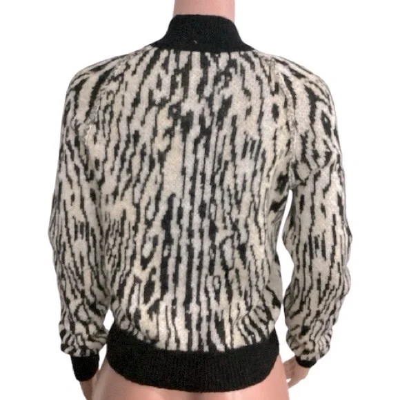Free People Zebra Print Sweater Wool Blend Leave Me Wild Mock Neck Size XS - Picture 6 of 11